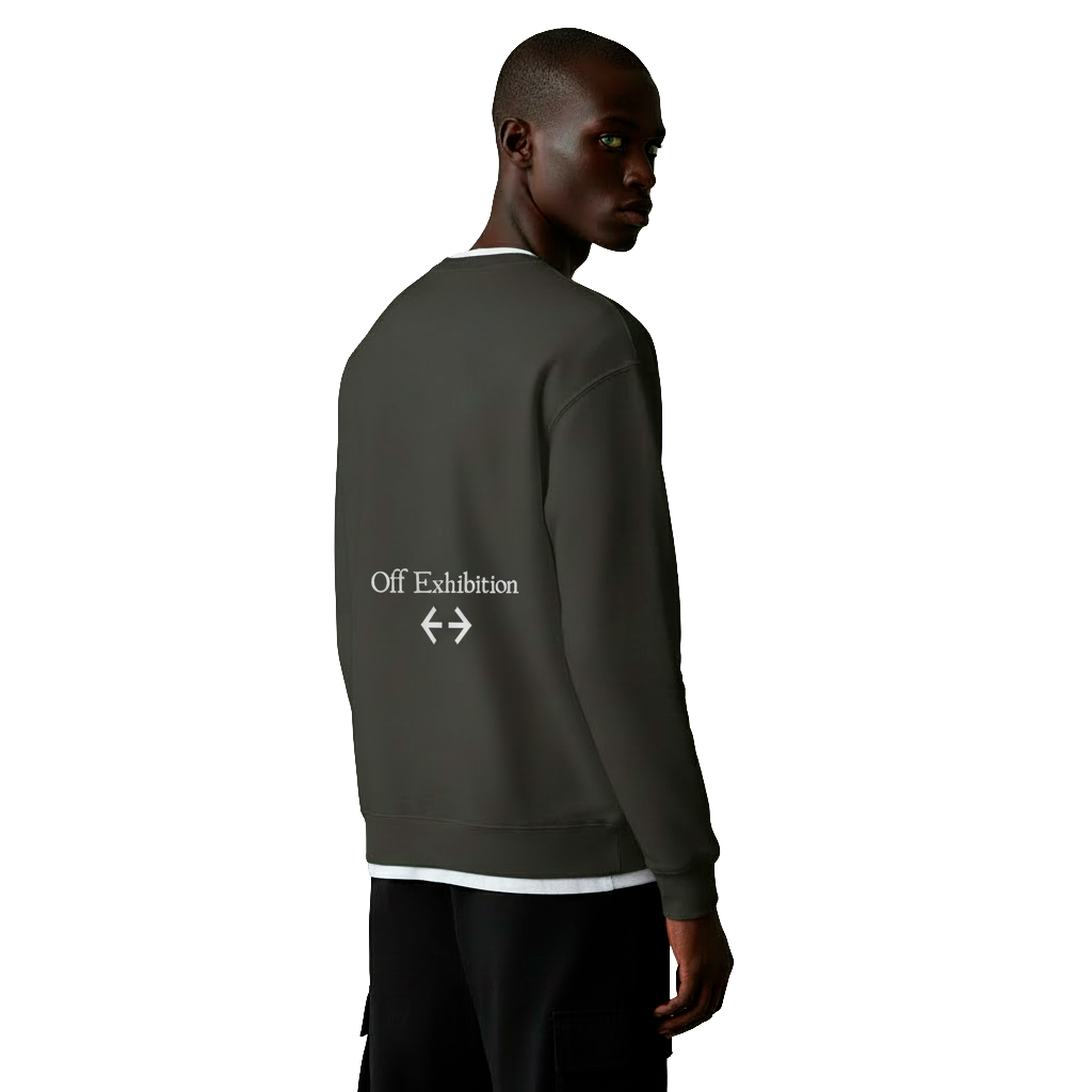 Unisex. Sweater firma blanca. Negro Vintage