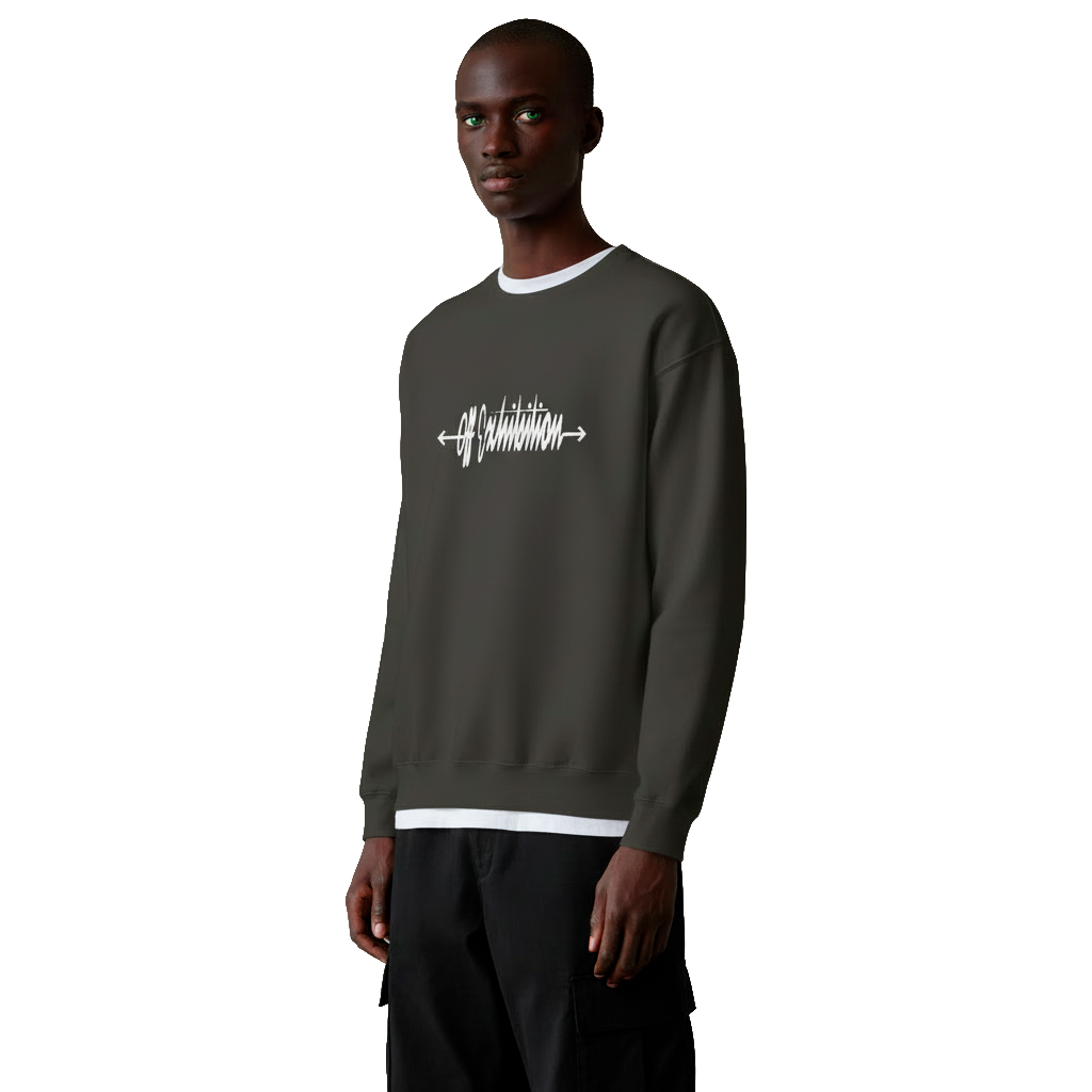 Unisex. Sweater firma blanca. Negro Vintage