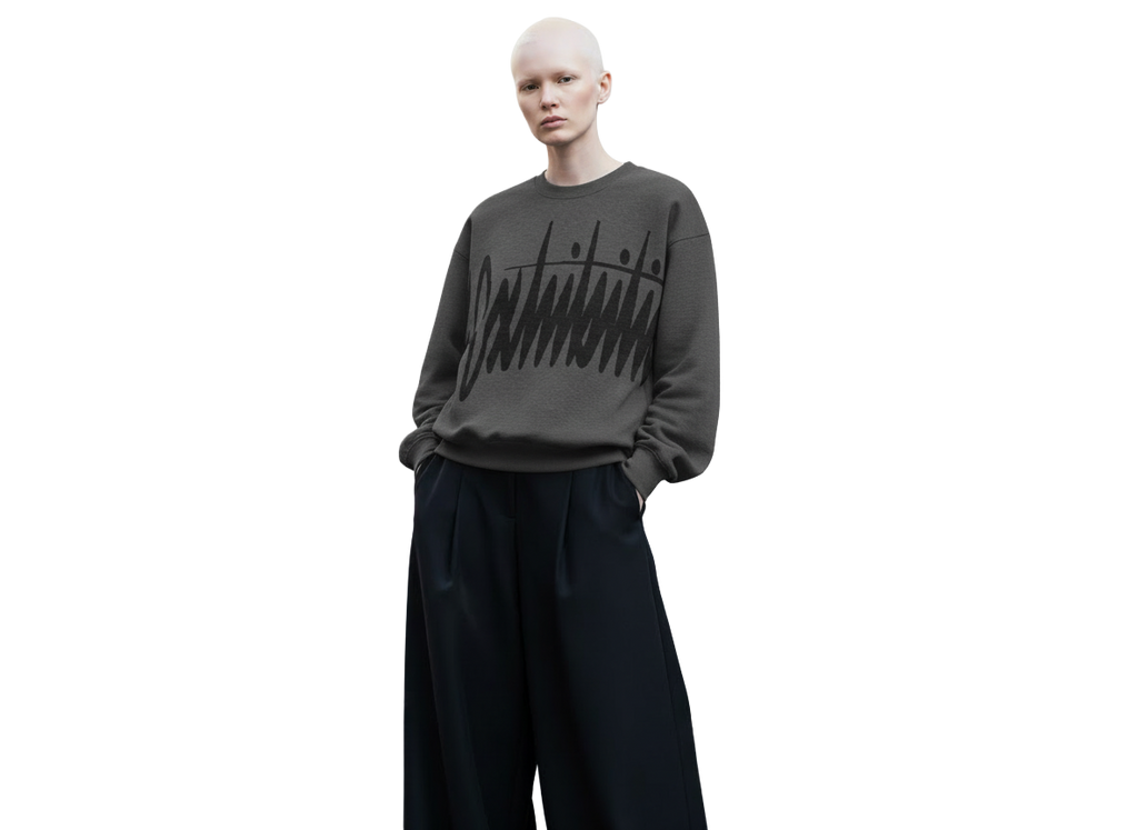 Unisex. Jersey holgado cuello redondo. Carbón