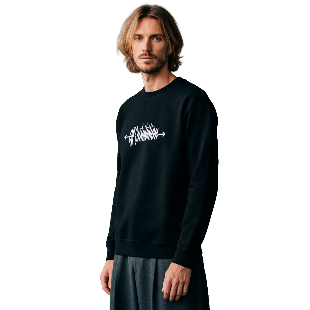 Unisex. Sweater firma blanca. Negro